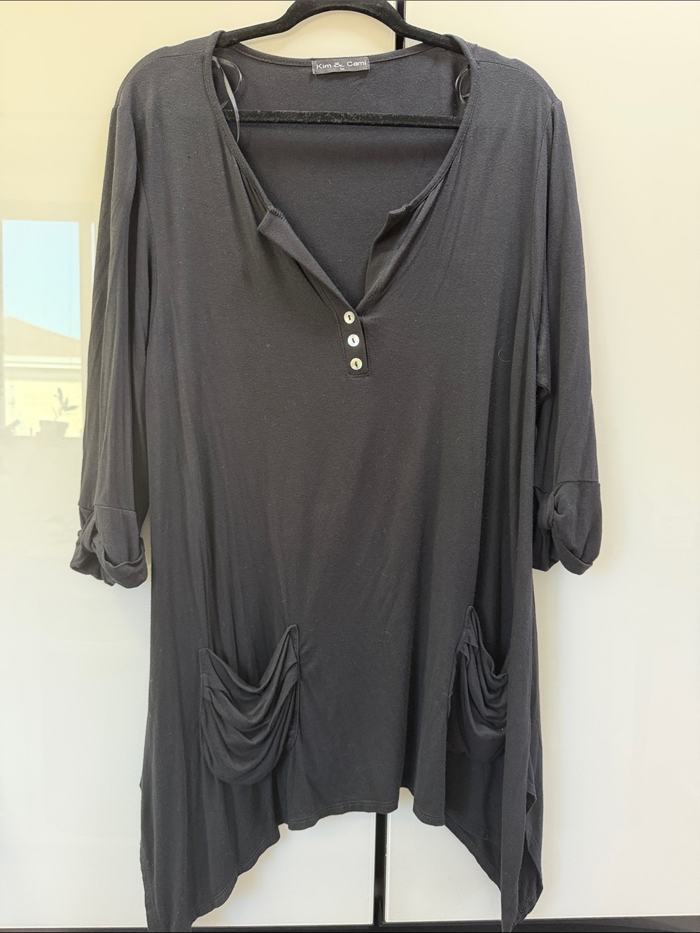 Kim & Cami Black Tunic Top